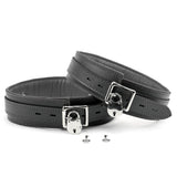 Luxury Padded Leather Thigh Cuffs Lockable Grey