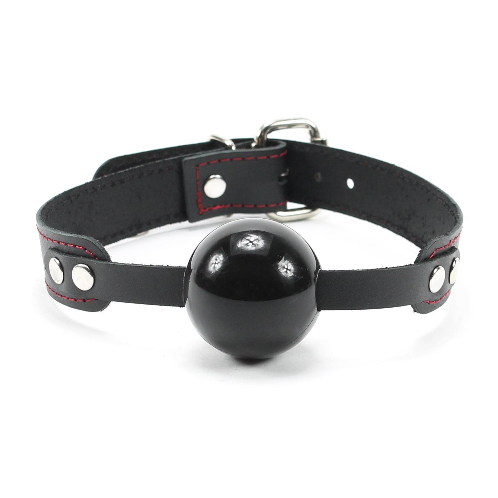 Luxury leather black and red ball gag