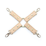 Nude Leather 4-Point Bondage Hogtie with Gold-Plated Hardware