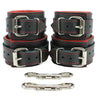 Luxury Padded Leather Submissive cuff set red back