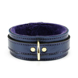 Sonya Luxury Sapphire Blue Metallic Leather BDSM Collection Collar