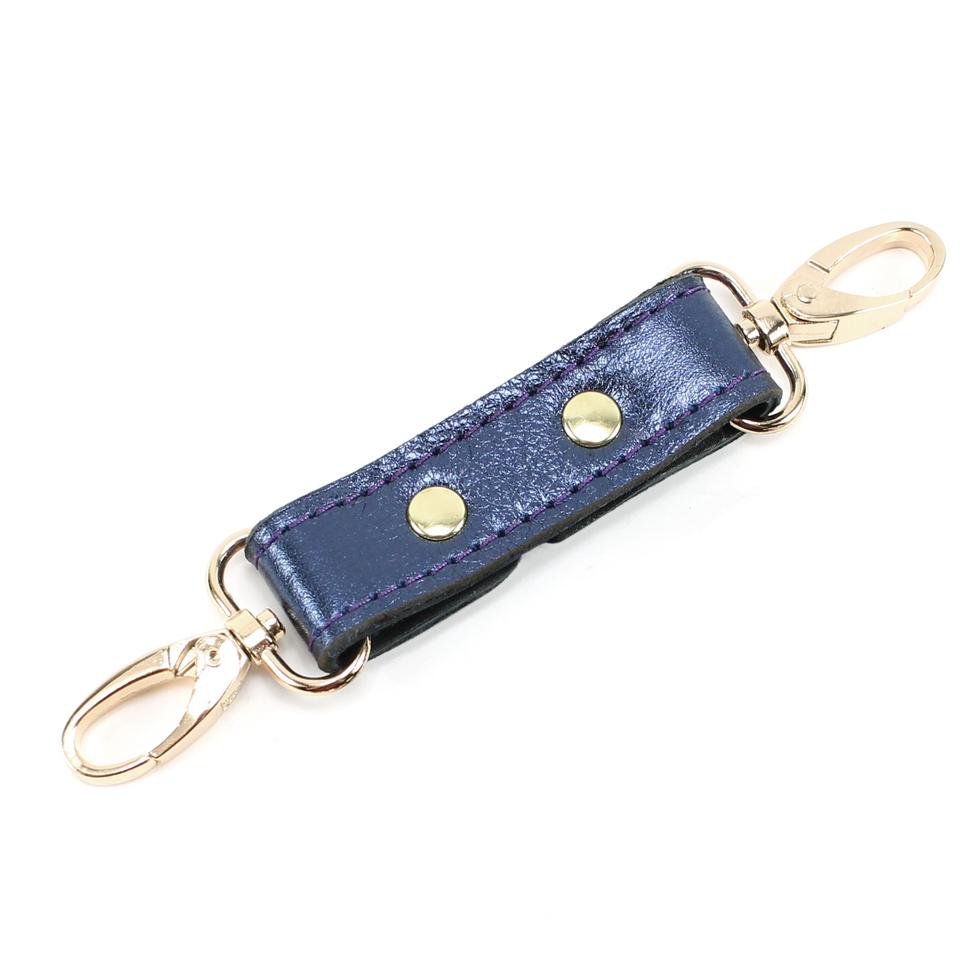 Sonya Luxury Sapphire Blue Metallic Leather BDSM bondage cuff connectors