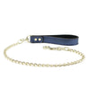 Sonya Luxury Sapphire Blue Metallic Leather BDSM Gold chain leash with leather handle