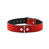 Lena Luxury Red Suede Submissive Collar