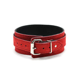 Luxury Red Suede Submissive Bondage Collar with Adjustable Buckle