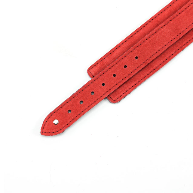 Luxury Red Suede BDSM Collar Details