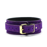 Athena Special Edition Purple Suede BDSM Collar with Gold-Plated Buckles