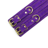 Athena Special Edition Purple Suede BDSM Cuffs Detail with Stitching