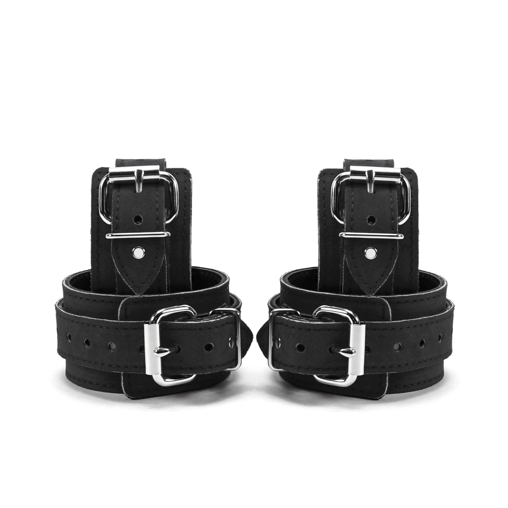 Lena Luxury Black Suede Bondage Cuffs Adjustable Buckles