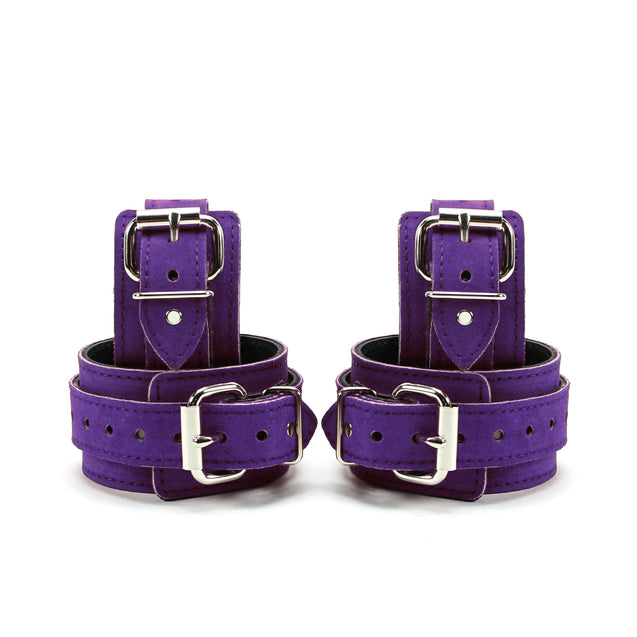 Lena Luxury Purple Suede Bondage Cuffs Adjustable Buckles