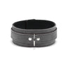 Lena Luxury Grey Suede Submissive Collar with Nickel-Plated D-ring