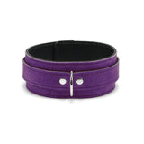 Lena Luxury Purple Suede Submissive Collar with Nickel-Plated D-ring