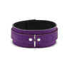 Lena Luxury Purple Suede Submissive Collar with Nickel-Plated D-ring