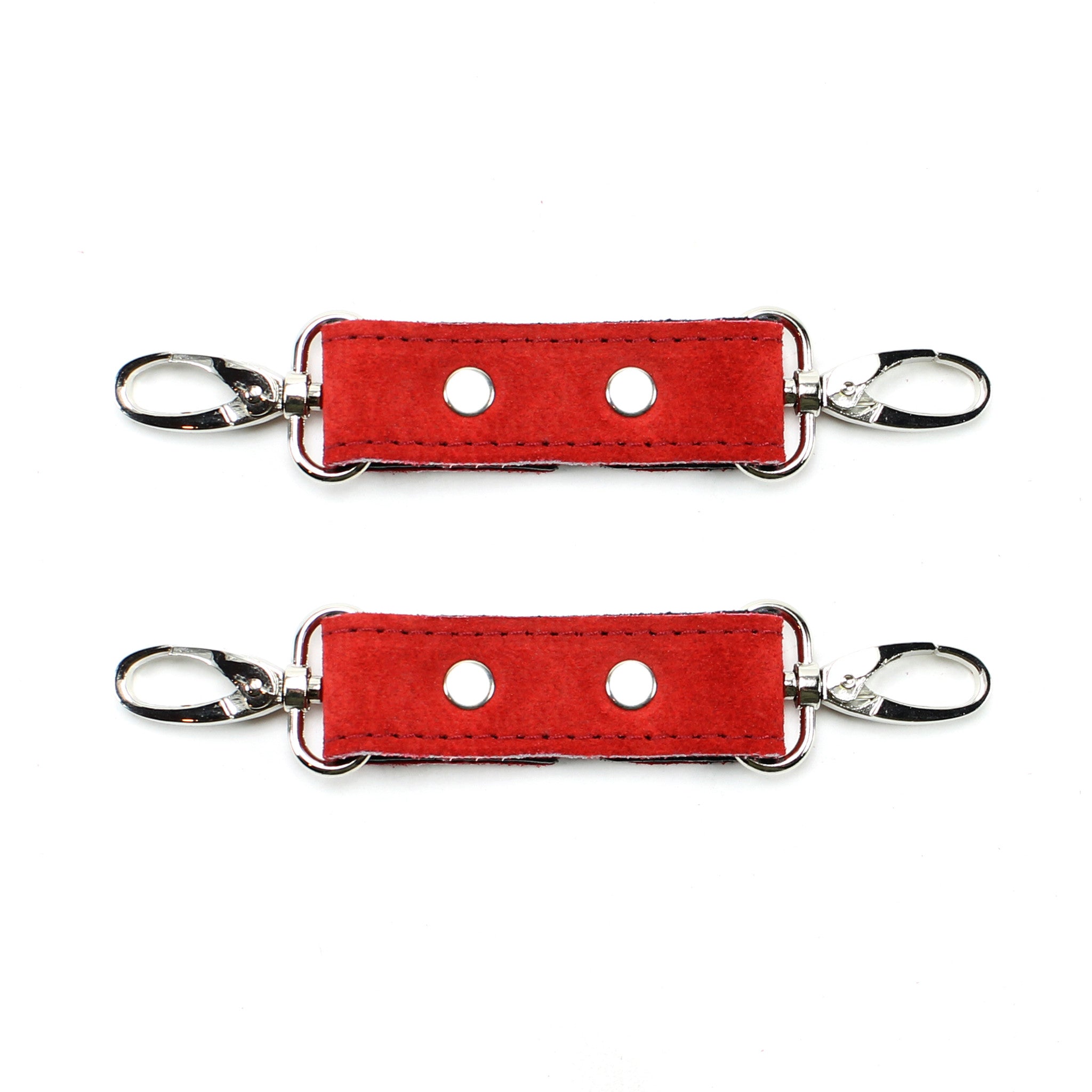 Luxury red suede bondage cuff connectors