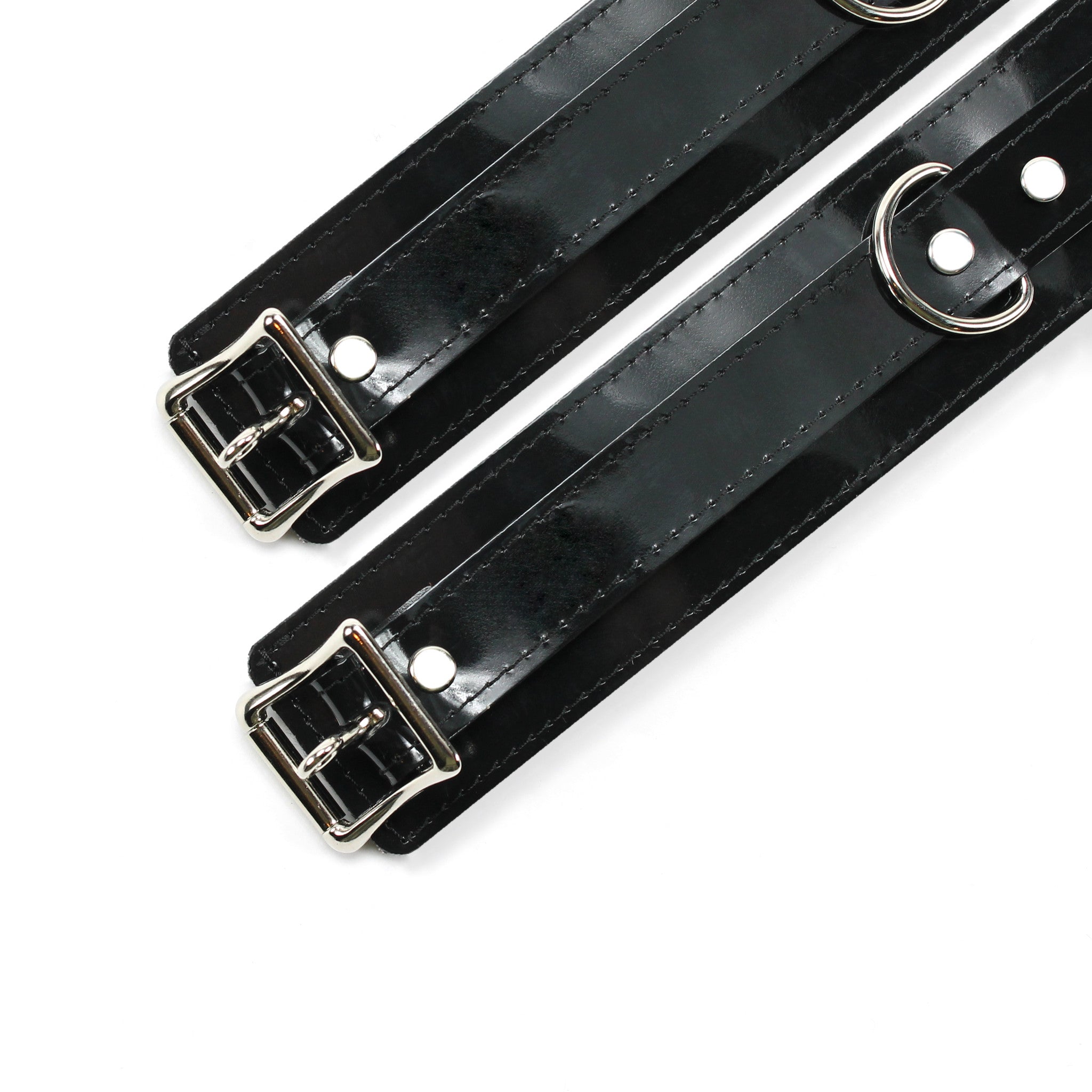 Luxury vegan leather padded bondage cuffs bondage cuffs with silver hardware