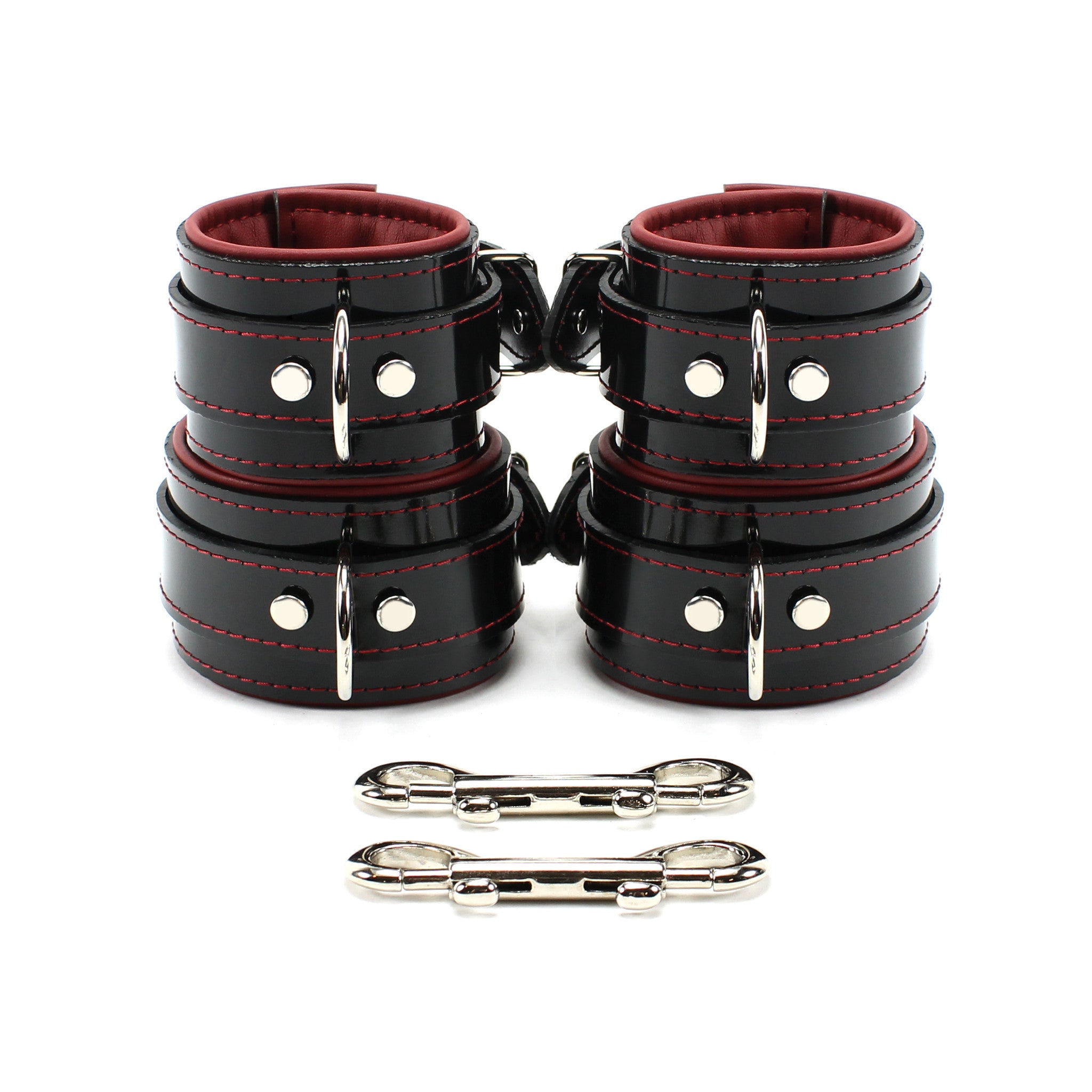 Lockable Luxury Vegan Leather Padded BDSM Cuff Set with D-Rings