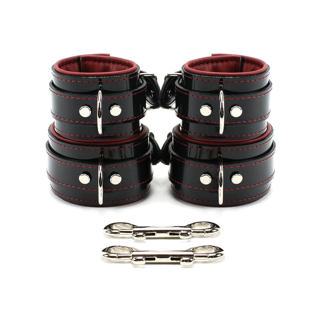 Lockable Luxury Vegan Leather Padded BDSM Cuff Set with D-Rings