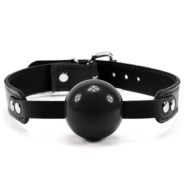 Berlin BDSM Ball Gag Red Leather Strap Black Silicone Ball