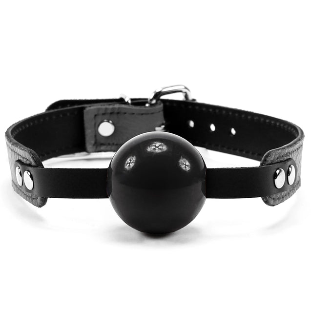 Berlin BDSM Ball Gag Red Leather Strap Grey Silicone Ball