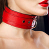 Berlin Red Leather BDSM Collar Detail on Model
