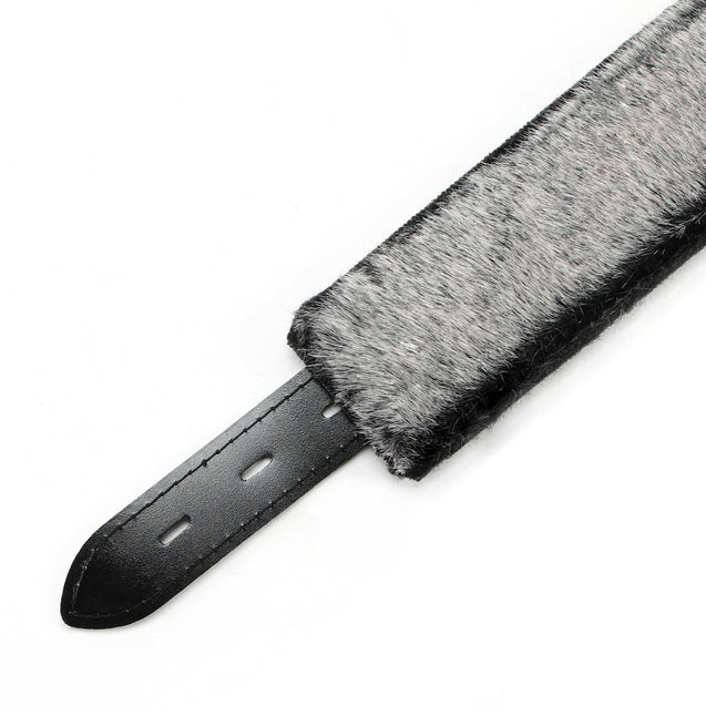 Vegan Faux Fur-Lined BDSM Collar Black Stitching