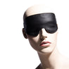 Luxury Leather BDSM Blindfold Black On Model
