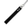 Black perforated leather bondage lead handle detail
