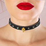 Luxury princess DDLG day collar suede black gold on Model