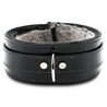 Grey stitching on vegan leather faux fur-lined BDSM Collar