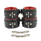 Luxury Padded Leather Submissive cuff set red