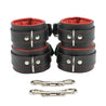 Luxury Padded Leather Submissive cuff set red