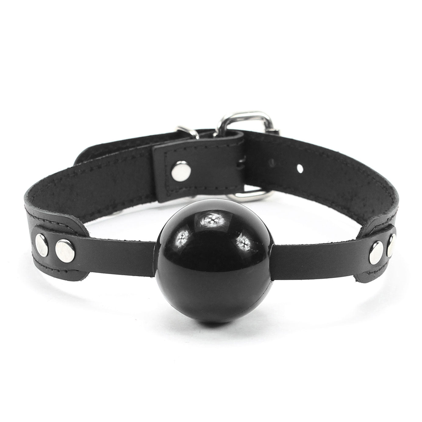 Luxury leather black and purple ball gag