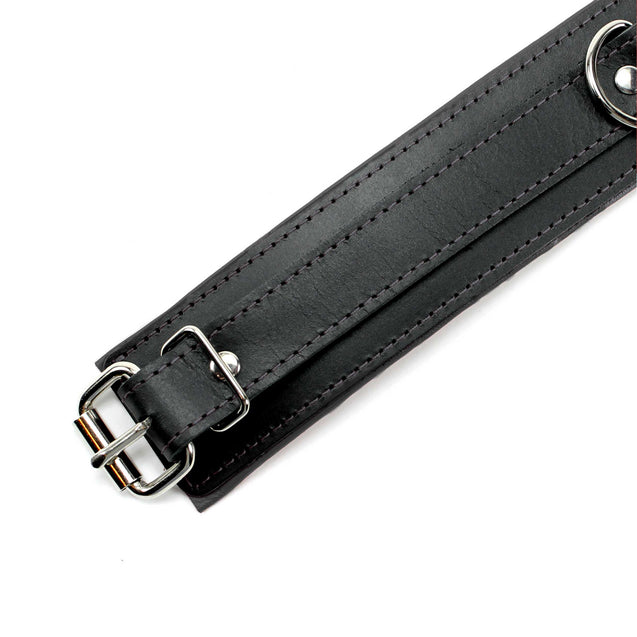Luxury Padded Lambskin Leather BDSM Collar Black Details