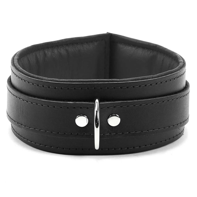 Luxury Padded Lambskin Leather BDSM Collar and Lead Grey Front