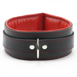Luxury Padded Lambskin Leather BDSM Collar and Lead Red Front