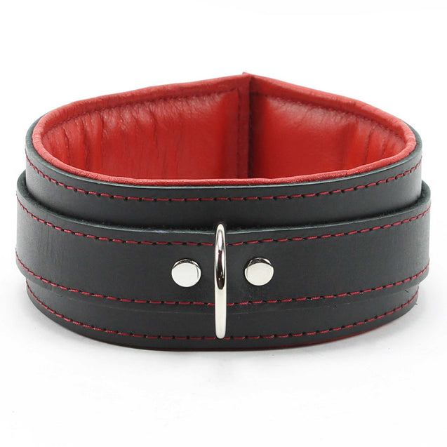 Luxury Padded Lambskin Leather BDSM Collar and Lead Red Front