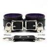 Luxury lambskin leather padded BDSM cuffs purple lockable