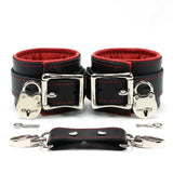 Luxury lambskin leather padded BDSM cuffs red lockable