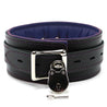 Luxury lambskin leather padded slave collar purple lockable