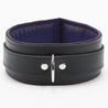 Luxury lambskin leather padded slave collar purple front