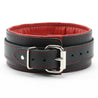 Luxury lambskin leather padded slave collar red back
