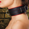 Luxury Padded Lambskin Leather BDSM Collar and Lead Red On Model