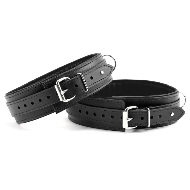Luxury Padded Leather Thigh Cuffs Standard Black