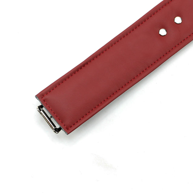 High-end-luxury-vegan-bondage-collar-red-padding