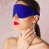 Luxury Blue Suede BDSM Blindfold on Model
