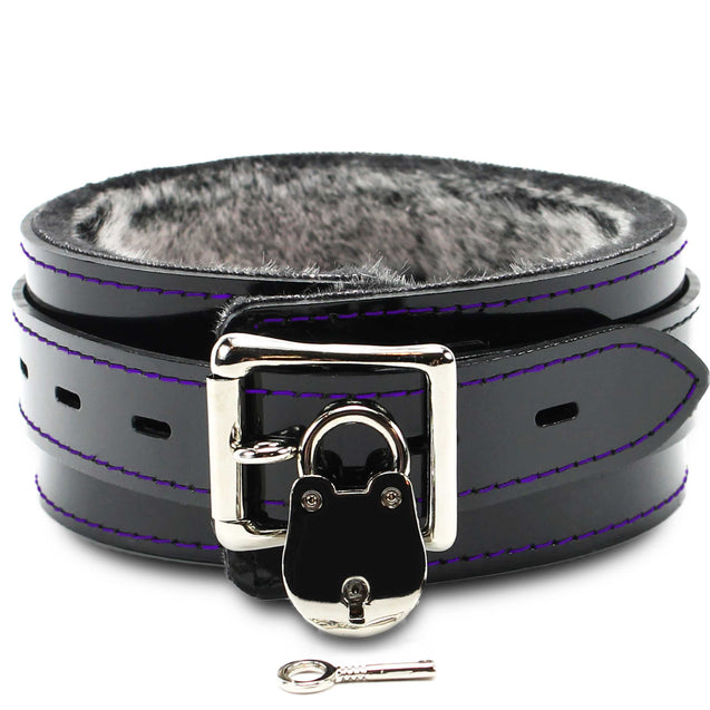 Roma Vegan Leather Faux Fur-Lined BDSM Collar