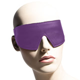 Luxury Leather Bondage Blindfold Purple on Model