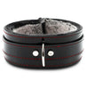 Red stitching on vegan leather faux fur-lined BDSM Collar