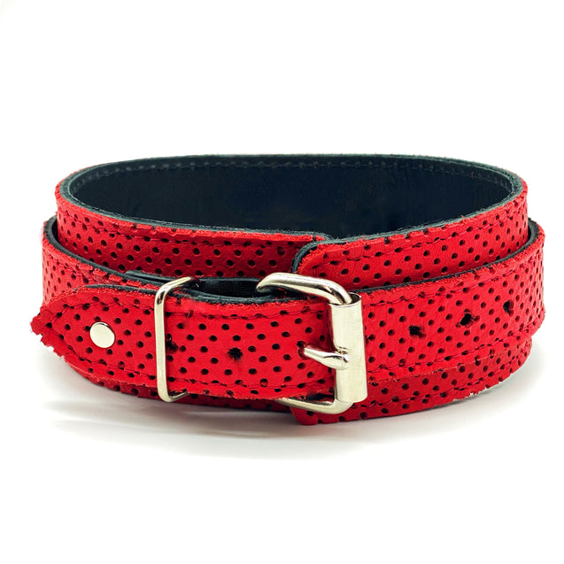 Perforated Luxury Leather BDSM Collar and Lead