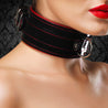High-end-luxury-vegan-bondage-collar-red-on-model